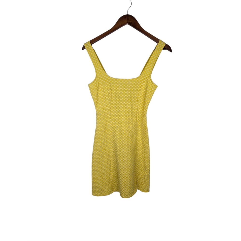 Urban Outfitters Folly Fitted Mini Dress Womens Small Yellow Cotton Floral Ditsy